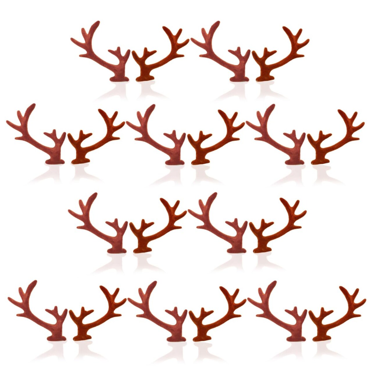 Mini Deer Antlers Embellishments - 10 Pairs Flocking Deer Antlers Cute Reindeer Elk Animals Horn for DIY Craft Christmas Headband Snowman Wedding Party Ornaments Hair Accessories